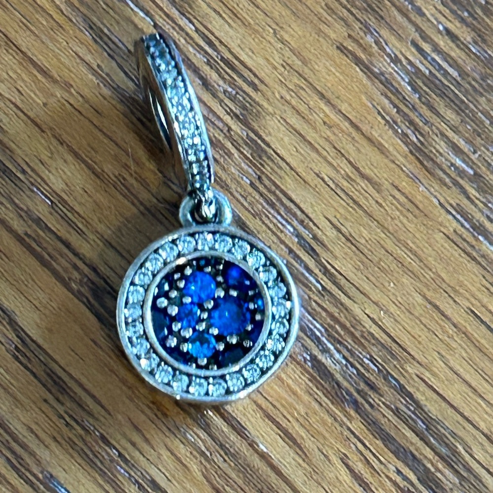Pandora Sterling Silver Blue Disc Pendant - Picture 4 of 4